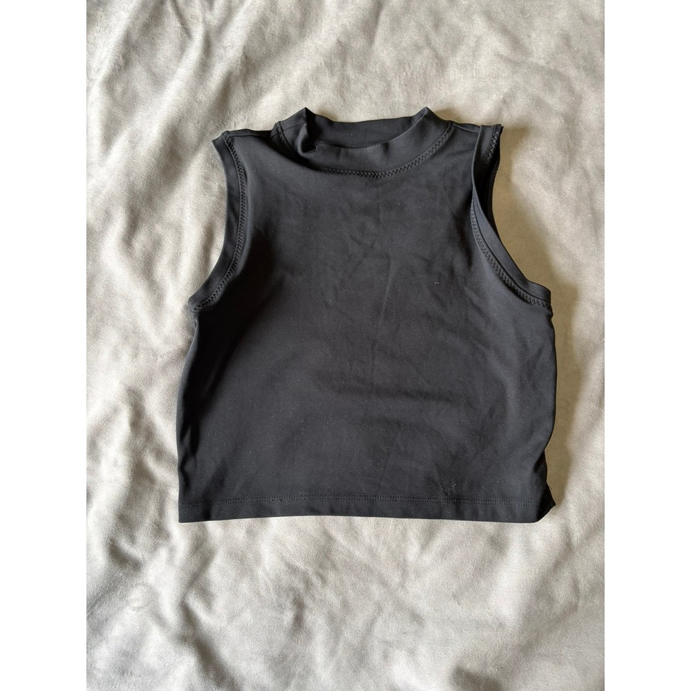 Nike Dri-FIT Womens Black Mock Neck Sleeveless Crop Top Tank Small